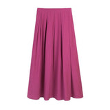 Women Long Spring Summer Solid High Waist A-Line Large Swing Casual Loose Skirt