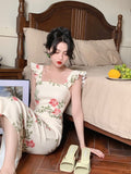 Summer Women Elegant Casual Midi Dresses French Style Lady One Piece Holiday Party Vestidos