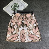 Retro 1920s Gatsby Flapper Party Geometric Colorblock Beaded Sequin Women Pencil Jupe Falda Baroque Skirt