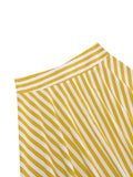 Striped Vintage A Line Skirts for Women 95% Cotton Elegant Summer Midi Swing Retro Skirt