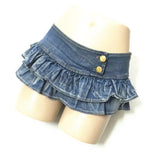 Women Low Waist Ruffles Cake Short Mini Denim Skirt Y2K Streetwear Party Sexy Jean Skirts