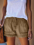Elastic Waist Casual High Waist Slim Denim Multi-color Pocket Tassel Sports Shorts