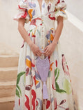 New Polyester Spring Summer Long Maxi Ladies Elegant Dashiki Print Dresses