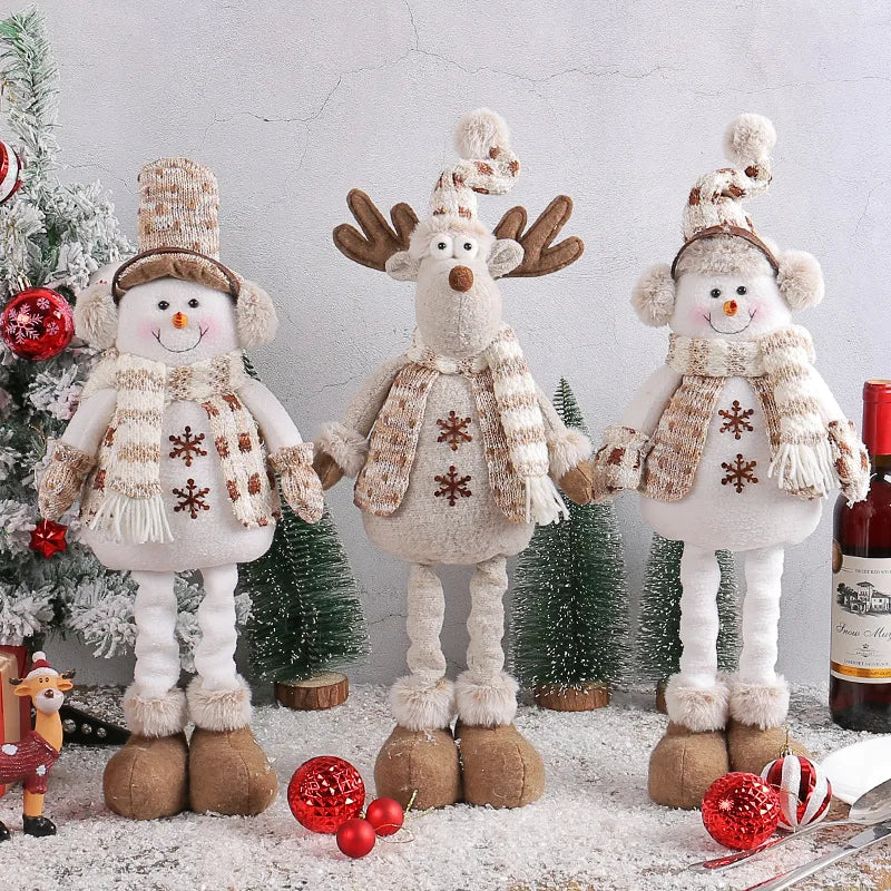 Christmas Snowman Telescopic Doll New Knitted Elk Doll Window Scene Christmas Decoration Merry Christma Gift