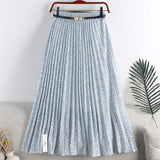 Print Summer Floral Casual Sexy Boho Beach Chiffon Pleated Maxi A-Line Long Skirts