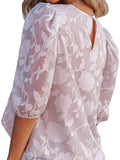 Summer New Flower Texture Bubble Sleeve Chiffon Loose Sweet Coat Woman T Shirts
