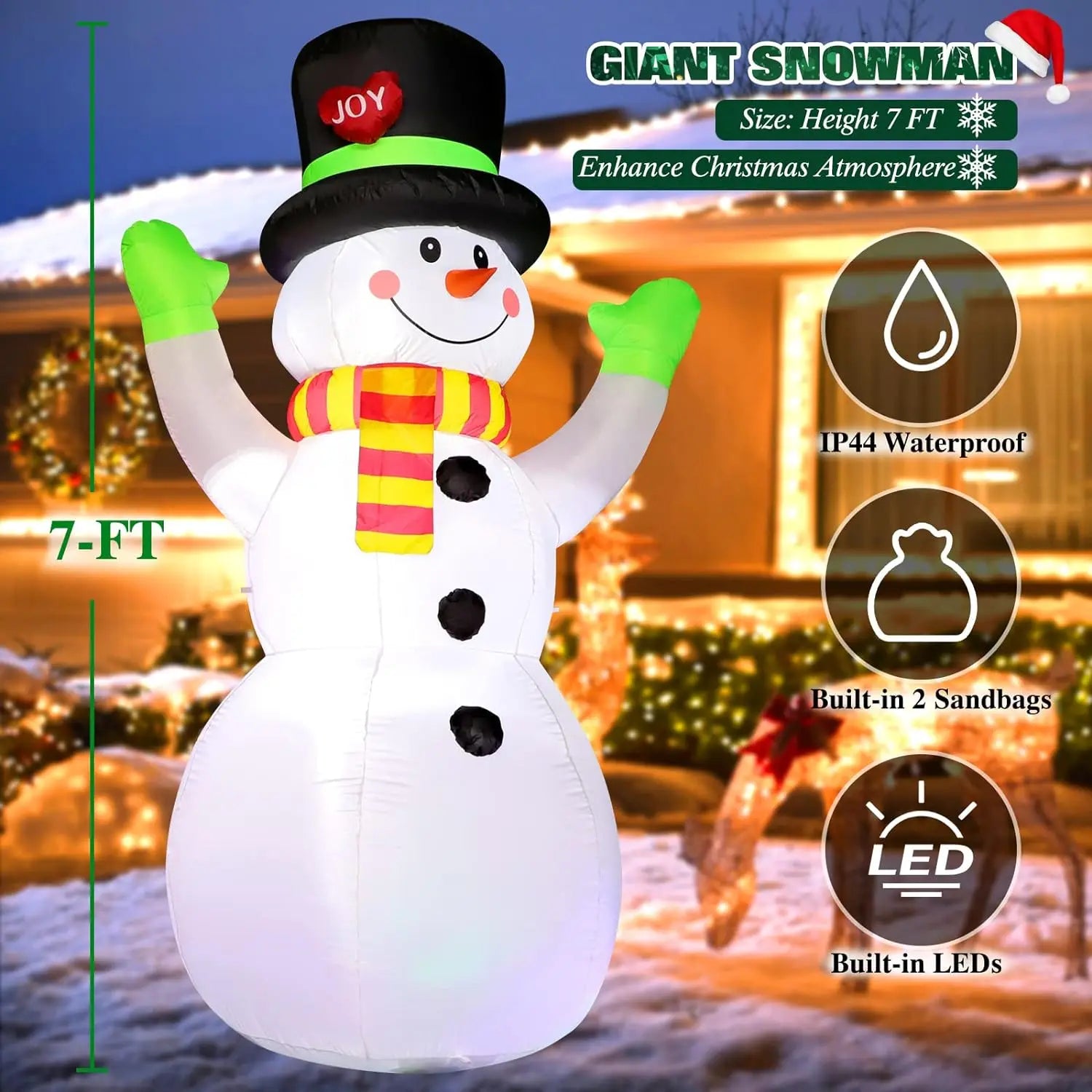 Snowman Inflatables Christmas Inflatables Decorations Built-in Colorful Rotating LED Indoor outdoor garden decoration Xmas Gift