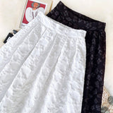Women Jacquard A-Line Elegant Floral Elastic High Waist Vintage Tutu Skirts Outwear