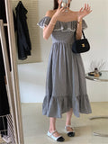 Summer Fairy Ruffled New Women Sexy Plaid Chic Office Lady Hot Slim Sweet Party Dress