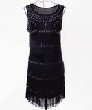 Vestido Black Sexy Party Dress 1920s Vintage Flapper Beading Fringe Glamour Great Gatsby Charleston Dress