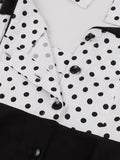 Two Tone Polka Dot Print High Waist 40s 50s Retro Dresses for Women Halter Neck Buttons Belted Vintage Swing Dress