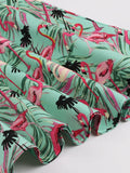 Flamingo Print High Waist Pinup Retro Dress S to 4XL 95% Cotton Women O-Neck Sleeveless Summer 50s Vintage Dresses