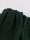 Ruched V Neck Wrap High Waist 1950S Vintage Green A Line Swing Dresses Women Summer Solid Elegant Party Midi Dress