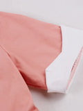 Vintage Style Pink Dress with White Collar 95% Cotton Button Up Retro Party 40s 50s Ladies Elegant Pleated Dresses