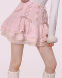 Japanese Sweet Lolita Mini Lace Casual Elegant Kawaii High Waist Bandage Korean Y2k Skirt