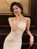 Summer New Women Elegant Sexy Party Midi White Dress Spaghetti Strap Slim One Piece Lady Prom Vestidos