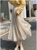 New Summer Chiffon Yarn Fresh Colorful Long Irregular Pleated Women Ankle Skirt