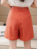 High Waist Casual Women Shorts with Belt Summer Fashion Solid Color All-match Streetwear Short Pants