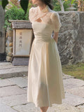 Women Summer New Sleeveless Elegant Midi Dress Ladies One Piece Vintage Vestidos