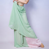 Women Satin Chiffon Long A-Line High Waist Maxi One Piece Lace-up Wear On Both Sides Skirts