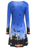 Halloween Bat Pumpkin Print Dress
